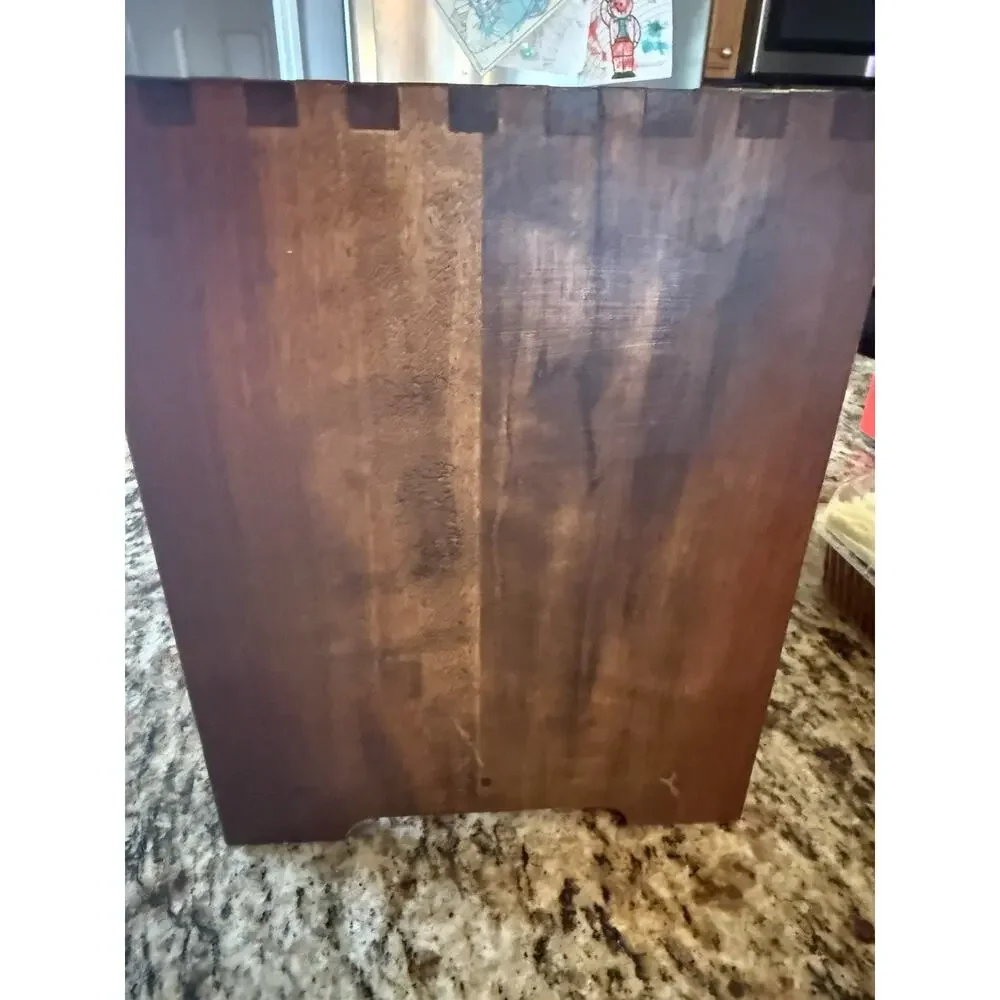 Vintage Wood Bread Box Brass Eagle Cutting Board Americana MCM EUC